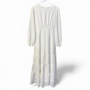 NWT The White Company Long sleeve Tiered Maxi Dress White Womens